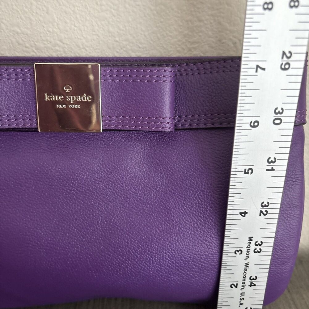 Kate Spade New York Purple Leather Bow Crossbody Bag Gold Chain Polka Dot - Picture 10 of 12